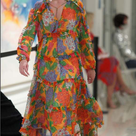 Zimmermann Riders Tasseled Floral Print Silk Crepon Midi Dress $1750 - Picture 2 of 8